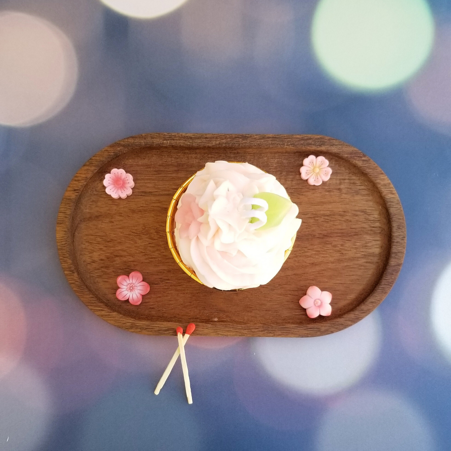 Cherry Blossom Cupcake Candle